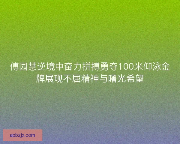 傅园慧逆境中奋力拼搏勇夺100米仰泳金牌展现不屈精神与曙光希望