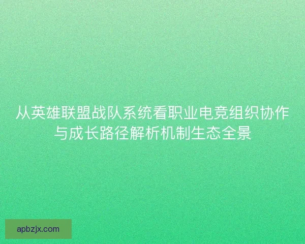 从英雄联盟战队系统看职业电竞组织协作与成长路径解析机制生态全景