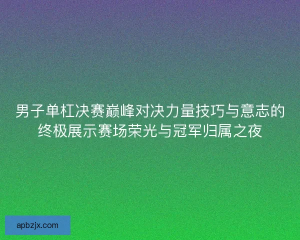男子单杠决赛巅峰对决力量技巧与意志的终极展示赛场荣光与冠军归属之夜