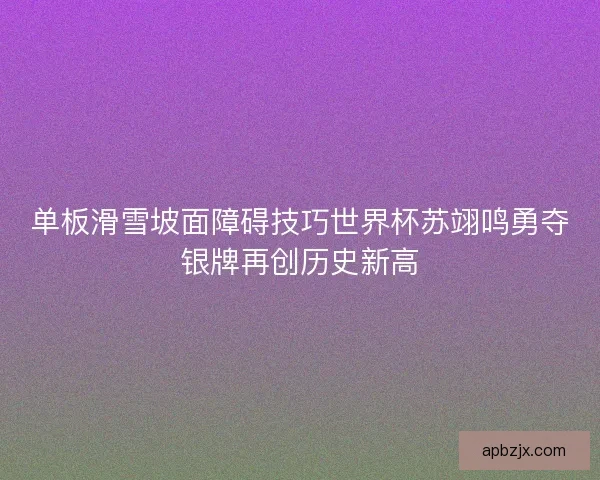 单板滑雪坡面障碍技巧世界杯苏翊鸣勇夺银牌再创历史新高 单板滑雪坡面障碍技巧世界杯苏翊鸣勇夺银牌再创历史新高