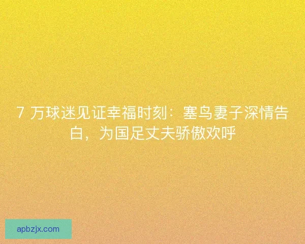 7 万球迷见证幸福时刻：塞鸟妻子深情告白，为国足丈夫骄傲欢呼